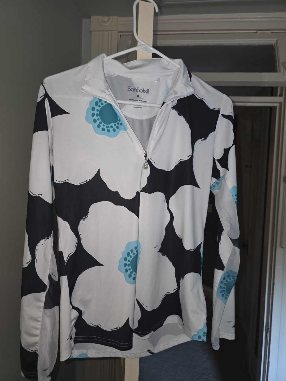 SanSoleil White Floral Equestrian Sunshirt NWOT